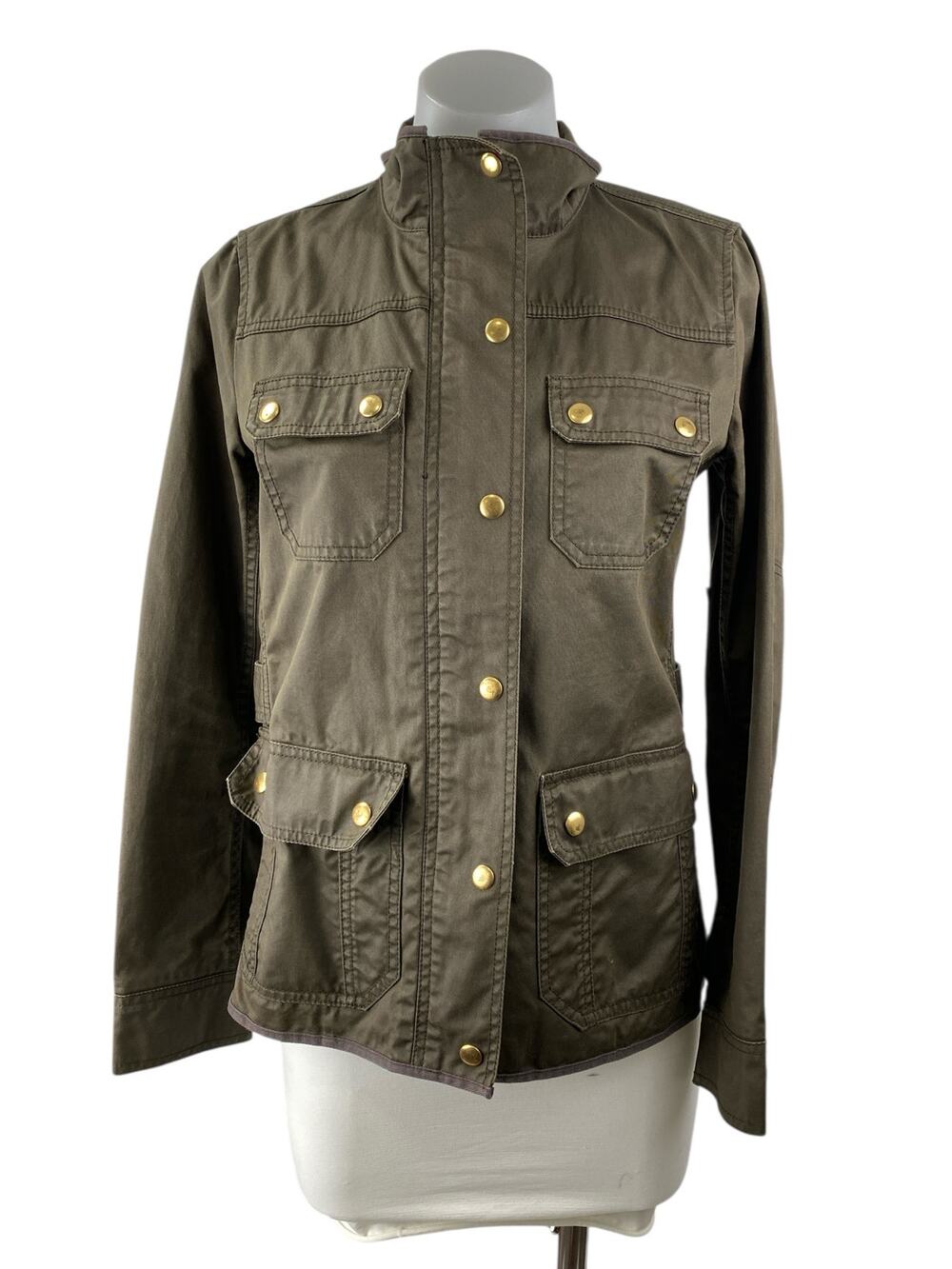 J. Crew Downtown Field Women's Army Green Military Utility Coat Jacket Size XS